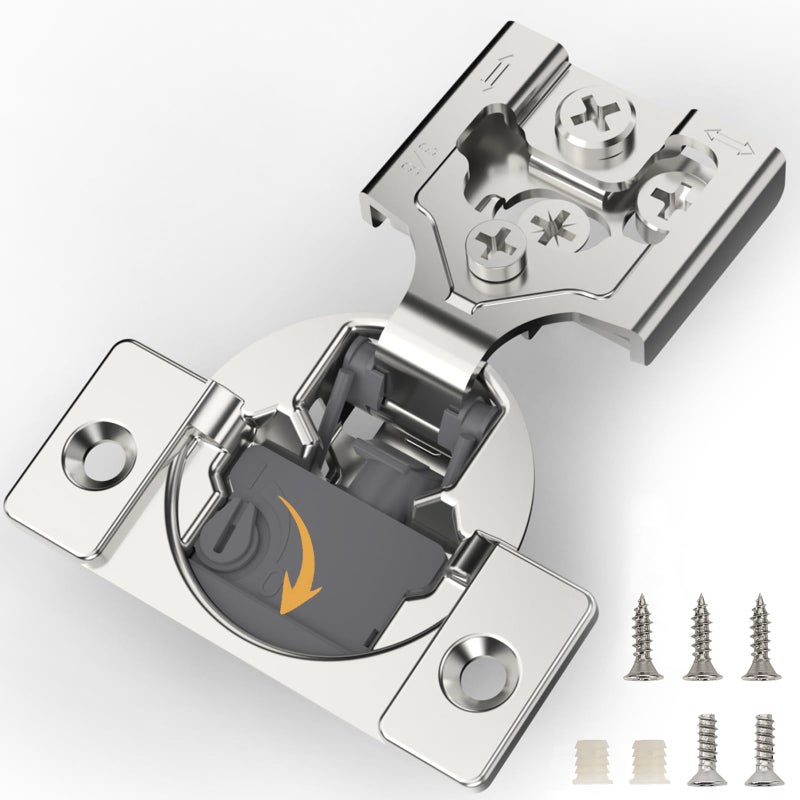 Furniware 50 Pack 25 Pairs 3/8 inch Overlay Soft Close Hinges for Kitchen Cabinet Hinges 4 Way Adjust Soft Closing Face Frame Cabinet Hinges  105 Open Concealed Self Closing Hinges Brushed Nickel - Image 1